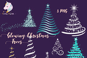 Glowing Christmas Trees Clipart