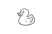 Bath duck hand drawn outline doodle icon.
