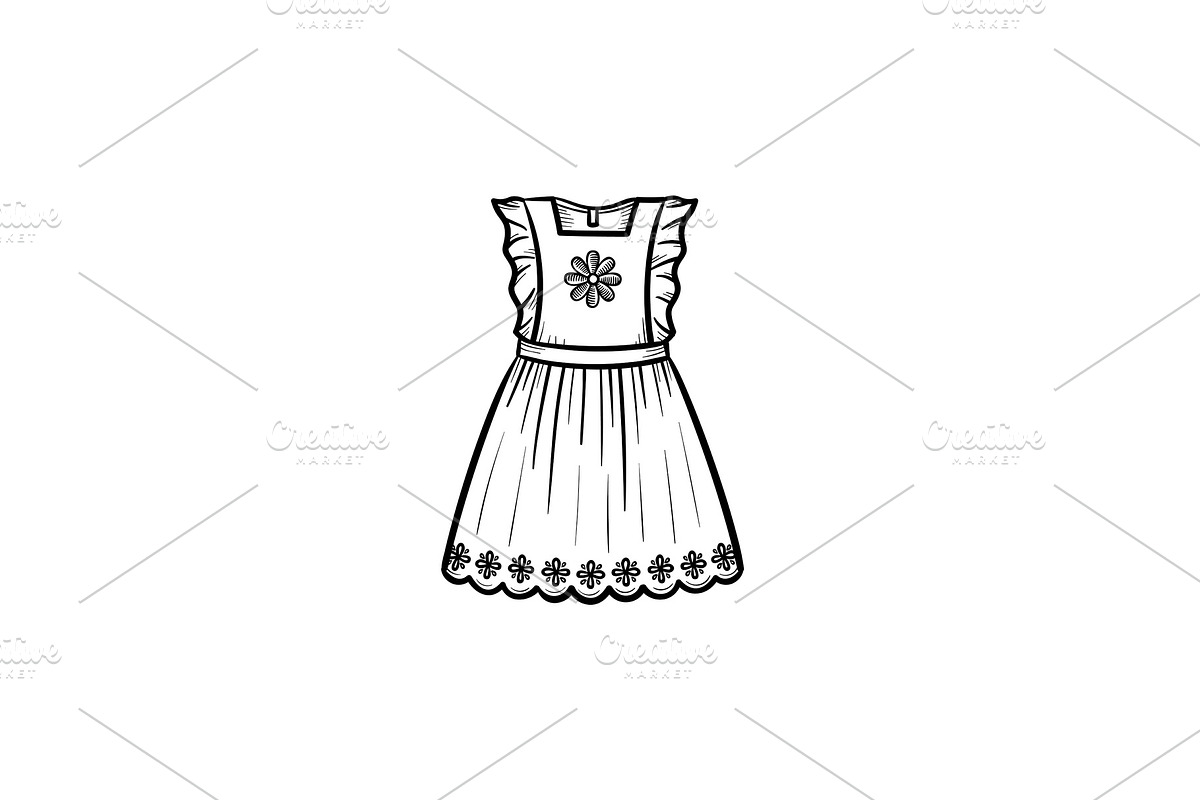 Baby girl dress hand drawn outline doodle icon. in Illustrations - product preview 8