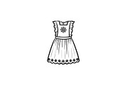 Baby girl dress hand drawn outline doodle icon.