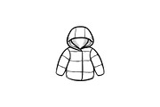Child coat hand drawn outline doodle icon.