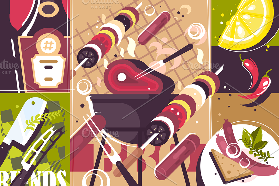 Barbecue abstract background in Illustrations - product preview 8