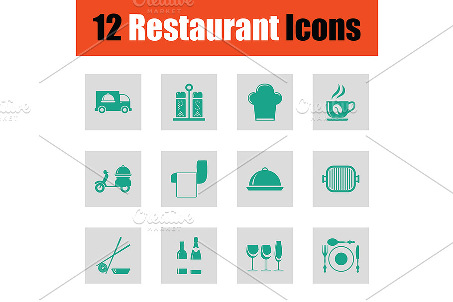 Restaurant icon set in Graphics - product preview 8