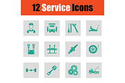 Set of twelve Service station icons