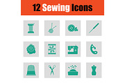 Set of twelve sewing icons