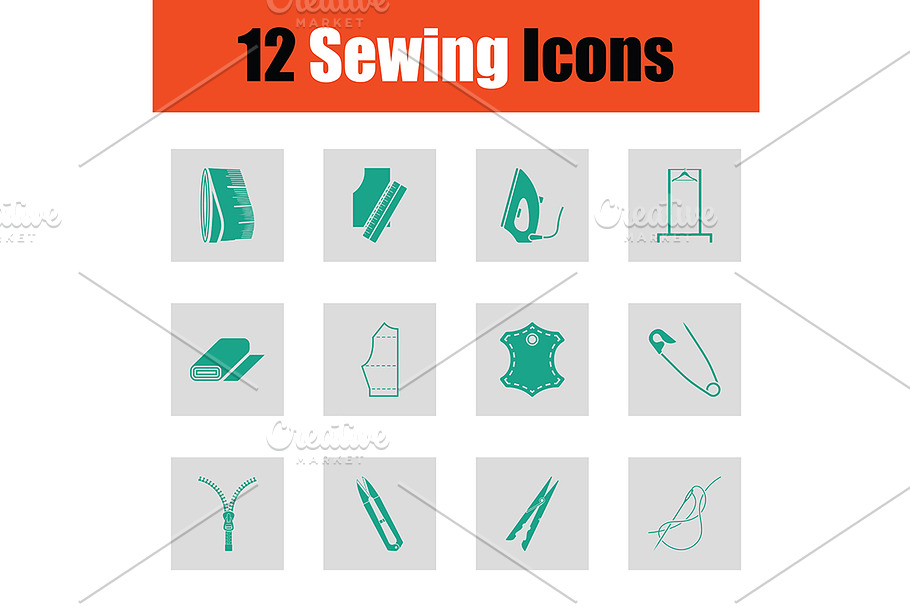 Set of sewing icons in Graphics - product preview 8