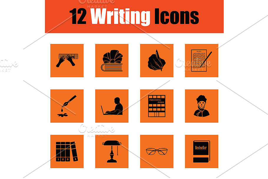 Set of writing icons in Graphics - product preview 8