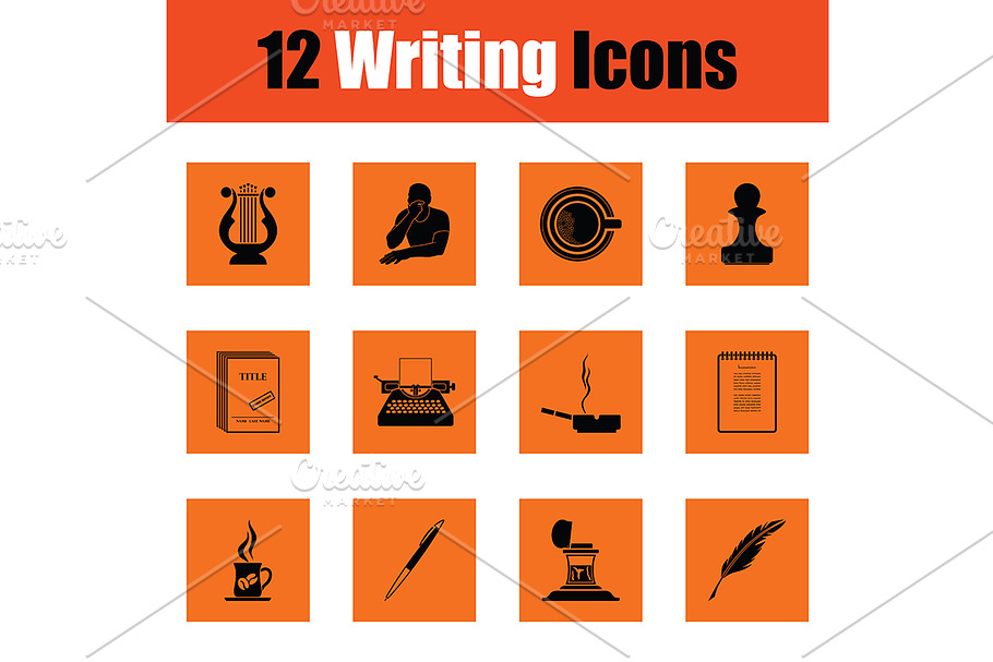 Set of writing icons in Graphics - product preview 8