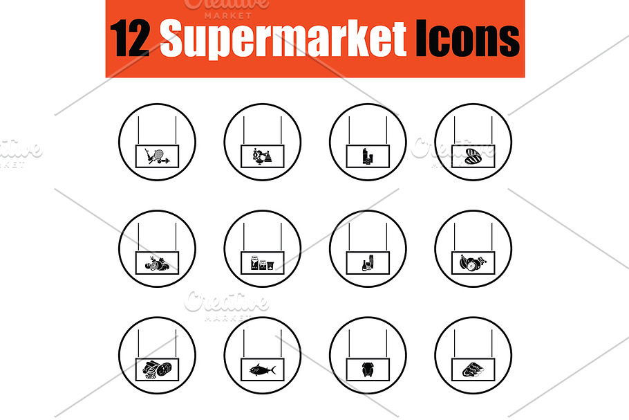Supermarket icon set in Graphics - product preview 8
