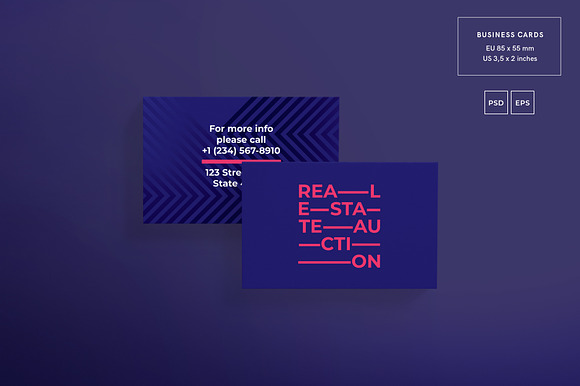 Business Cards | Real Estate Auction in Business Card Templates - product preview 2