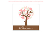 Hand Drawn "I love you" card, tree