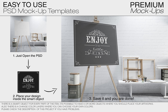 Easel with Canvas - Many Sizes in Print Mockups - product preview 13