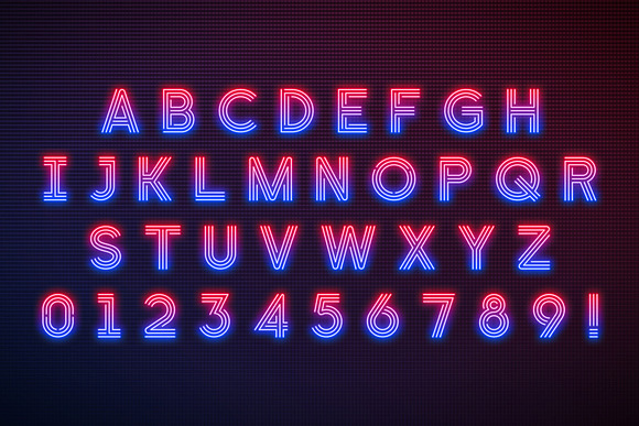 Realistic neon light alphabet in Illustrations - product preview 5