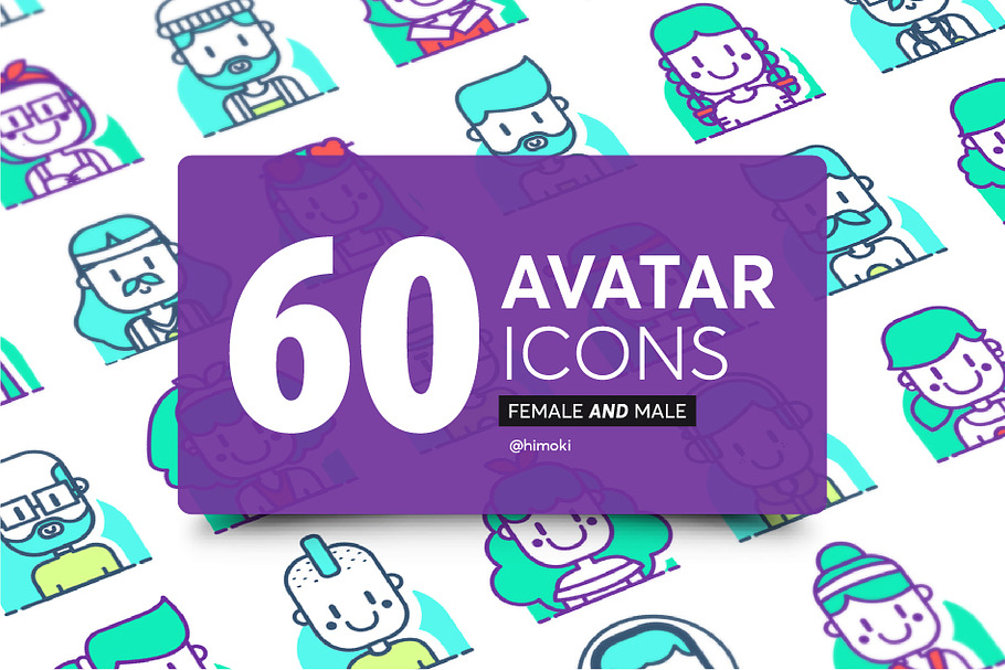 60 avatar icons Duotone-boy and girl