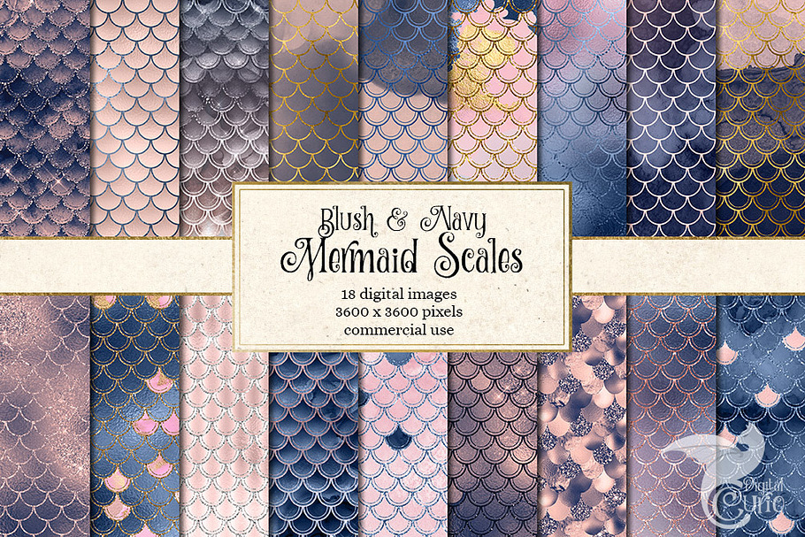 Blush and Navy Mermaid Scales