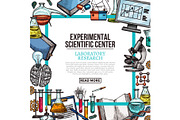 Scientific center poster with laboratory equipment
