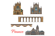Travel landmark of France icon of old architecture