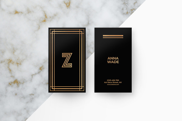 6 Art Deco Business Cards in Business Card Templates - product preview 5