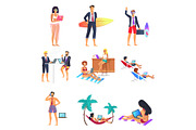 Business Summer People Set Vector Illustration