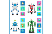 Cybers Collection Robots, Vector Illustration