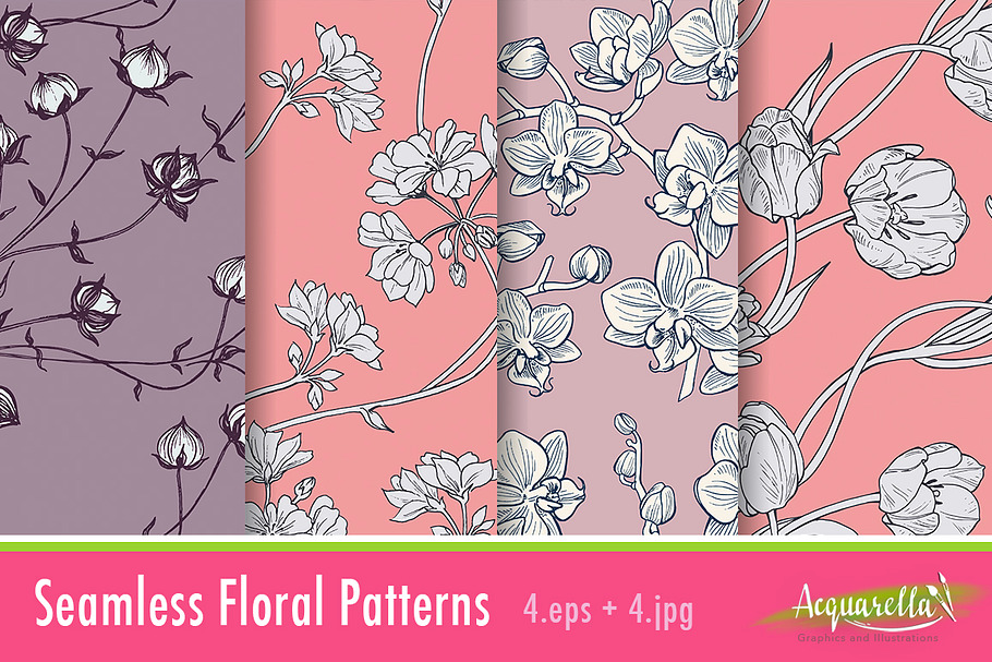 Pink Set - Floral patterns in Patterns - product preview 8