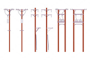 Electric wire poles set