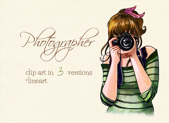 Woman with camera clip art, photo in Illustrations - product preview 2