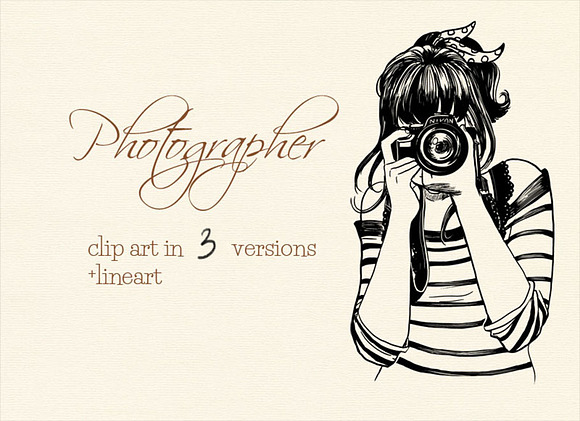 Woman with camera clip art, photo in Illustrations - product preview 4