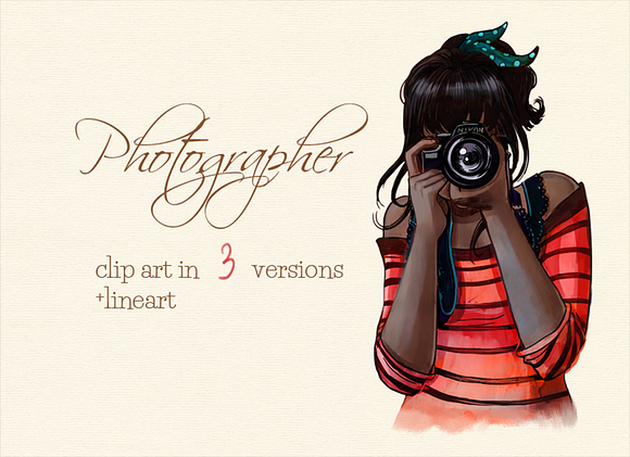 Woman with camera clip art, photo in Illustrations - product preview 5