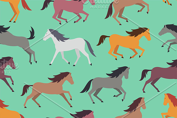 Seamless pattern with Horses in Patterns - product preview 1