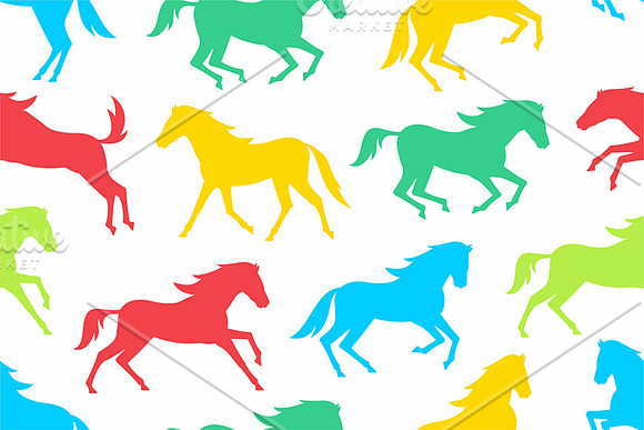 Seamless pattern with Horses in Patterns - product preview 4