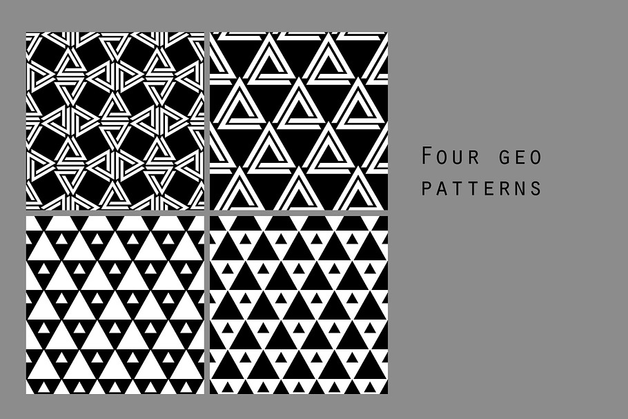 Black and white geo patterns set in Patterns - product preview 8