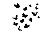 Flying butterflies silhouettes