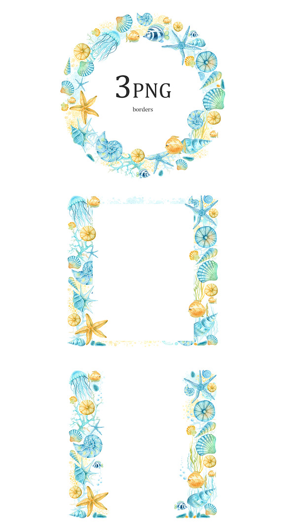 Watercolor sea clipart. Part 2 in Illustrations - product preview 2