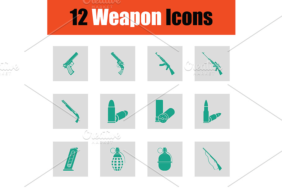 Set of twelve weapon icons in Icons - product preview 8