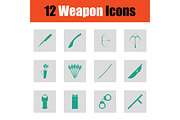 Set of twelve weapon icons