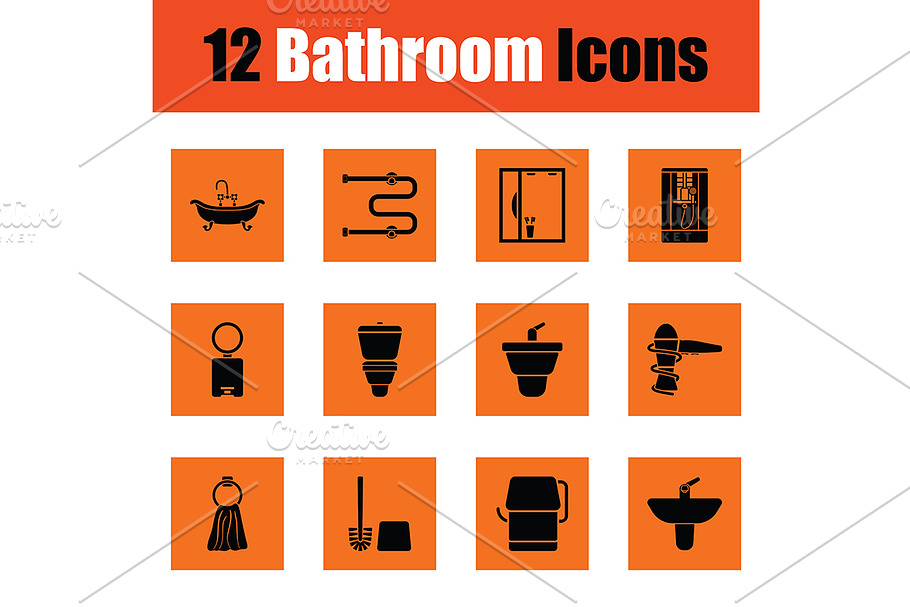 Bathroom icon set in Graphics - product preview 8