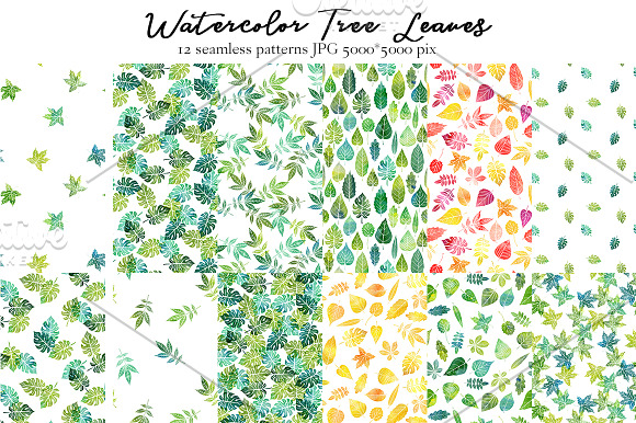 Watercolor Tree Leaves in Objects - product preview 2