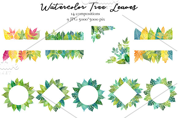 Watercolor Tree Leaves in Objects - product preview 3