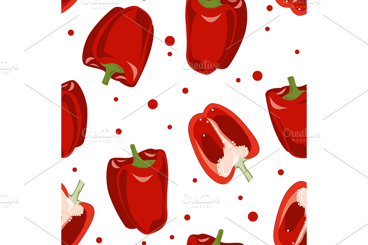 Vector seamless pattern with red bell pepper in Illustrations - product preview 8