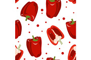 Vector seamless pattern with red bell pepper