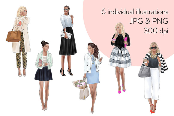 Fashion Girls 14 - Dark Skin in Illustrations - product preview 1