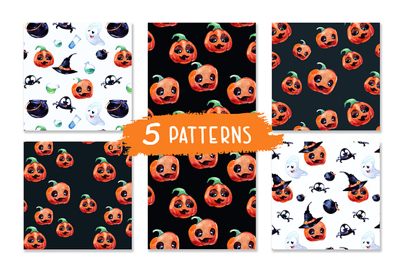 Halloween. Watercolor set in Illustrations - product preview 2