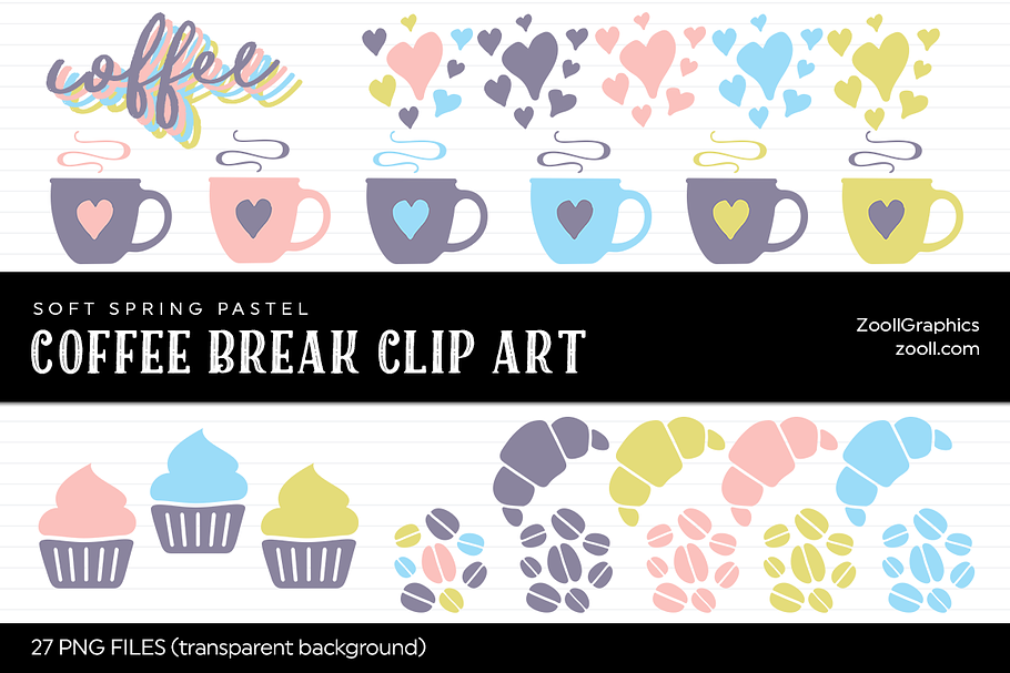 Coffee Break Pastel Clip Art in Illustrations - product preview 8