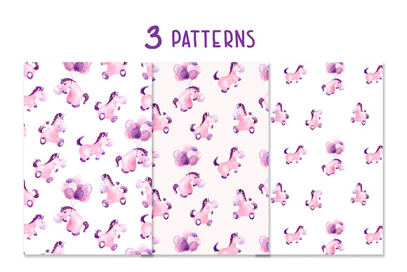 Unicorns. Watercolor collection in Illustrations - product preview 2