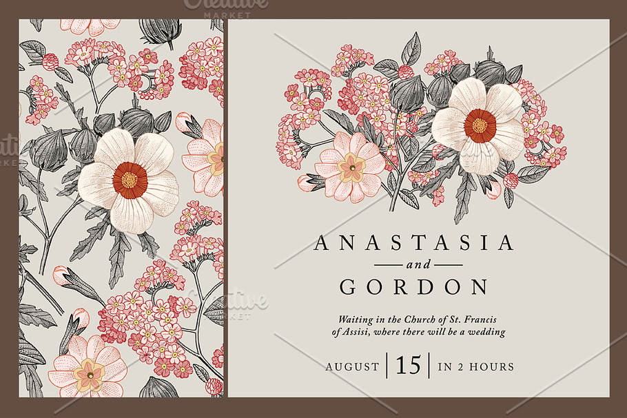 Wedding Flowers Hibiscus Card Frame in Illustrations - product preview 8