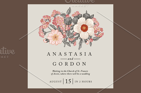 Wedding Flowers Hibiscus Card Frame in Illustrations - product preview 2