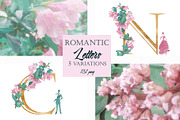 Romantic Alphabet Letters Floral PNG