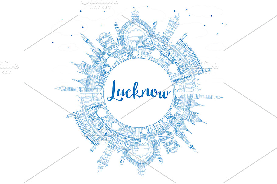 Outline Lucknow Skyline in Illustrations - product preview 8