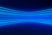 Curved blue lights for futuristic internet and business concept, technology background. 3d illustration.